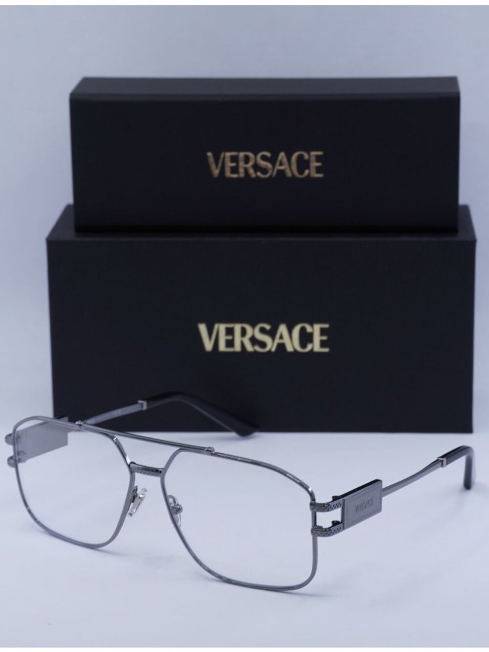 Versace VE1302 1001 Aviator Eyeglasses – Gunmetal 57mm
